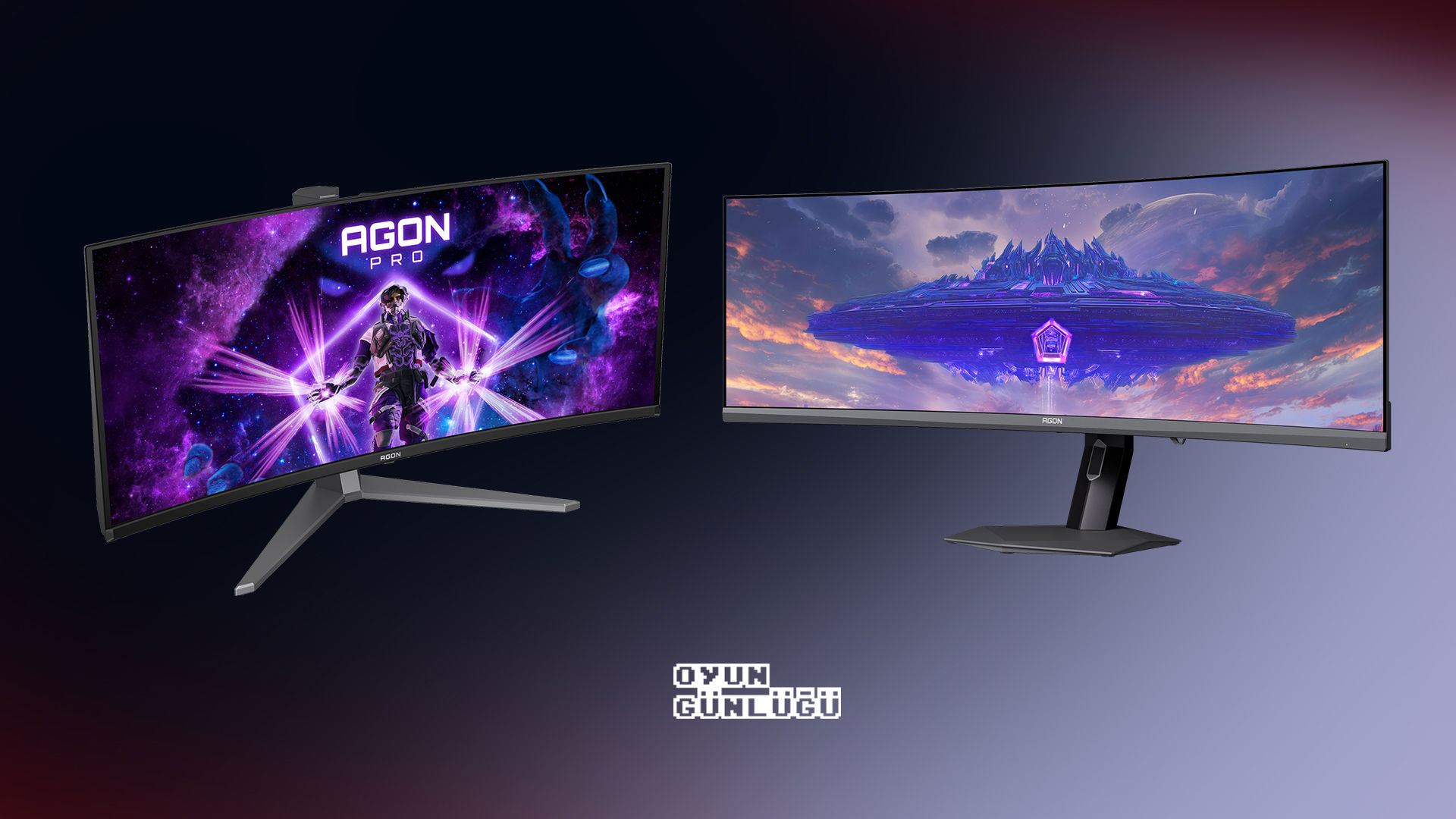 AGON PRO QD-OLED modelini sergiliyor. 34 inç ultra geniş AGP346UCSD ve 48,9 inç süper geniş AGP497UCZD