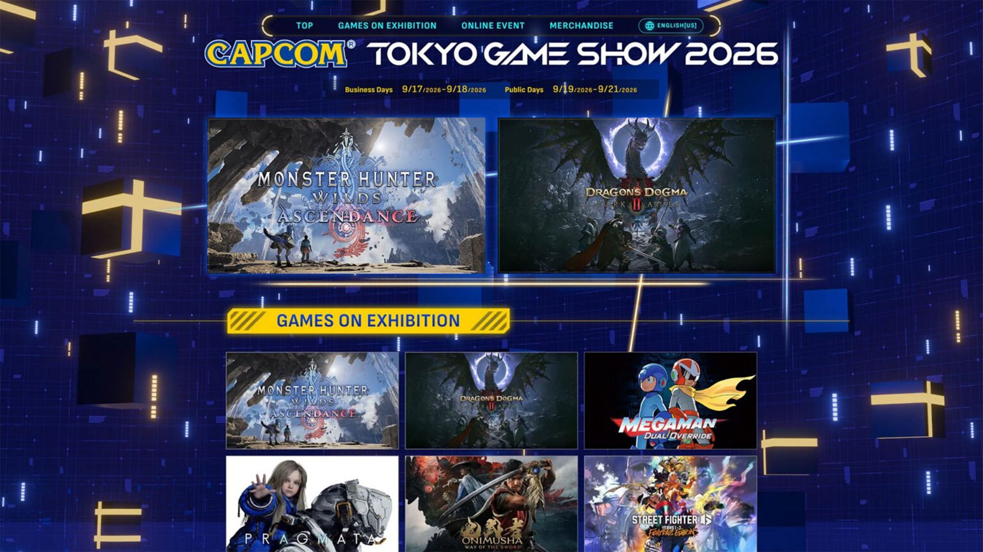 Capcom, Tokyo Game Show 2026'da altı oyun sergileyecek. Fuardan bir gün önce, 16 Eylül'de 40 dakikalık Capcom Spotlight yayını gerçekleştirilecek.