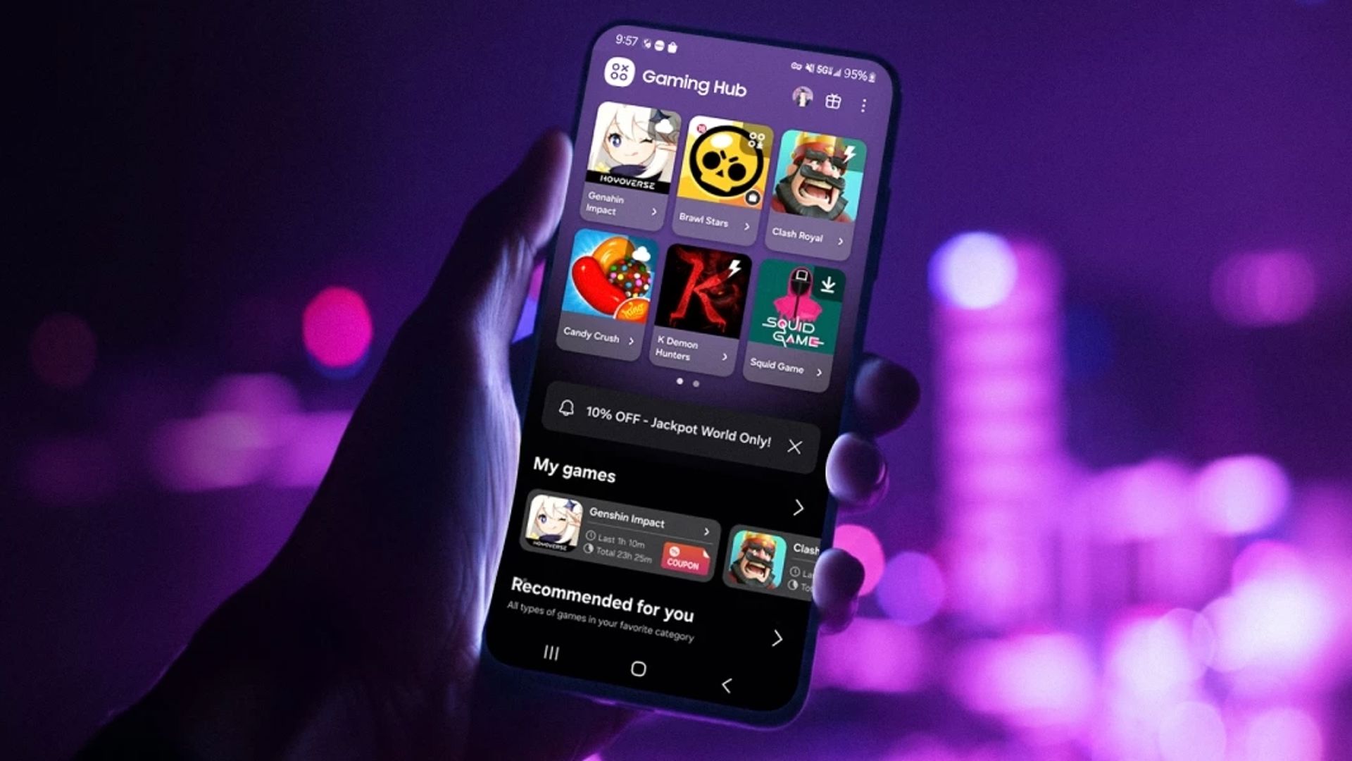 Samsung, Mobile Gaming Hub güncellemesiyle Galaxy cihazlarda oyunları tek merkezde topluyor, kişisel öneriler ve video desteği sunuyor.